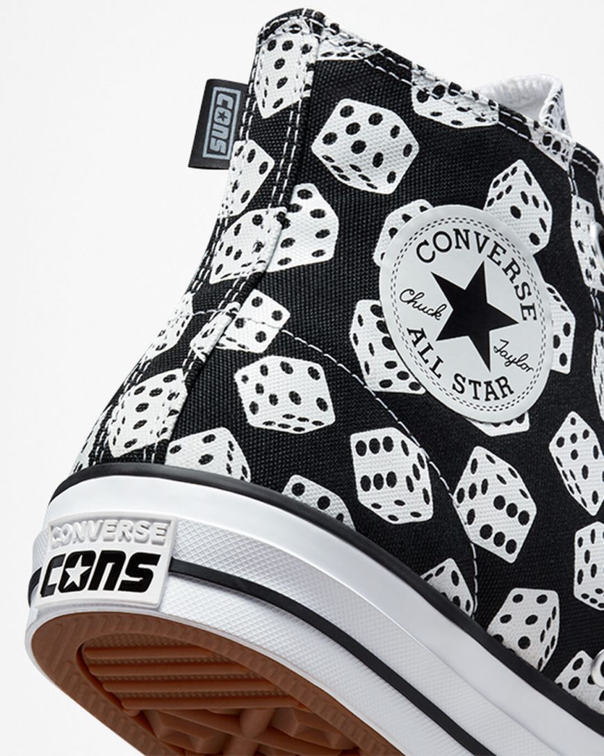 Skate Topanky Converse Chuck Taylor All Star Pro Dice Damske Čierne Biele | SK 11WR5C2